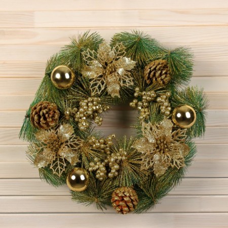 New Year's Wreath D-30 cm "Bloss Festival" Carved Flowers