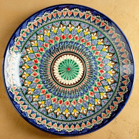 Round Laragan "Rishtan", 36 cm, blue-red ornament-8