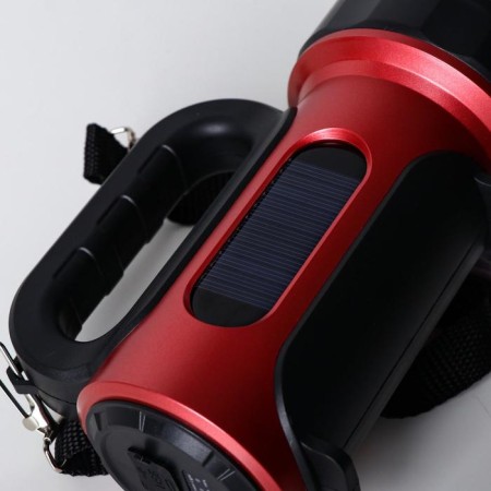 Manual battery flashlight, 10 W+5W, 1200 mAh, solar battery, 7 modes, red-3