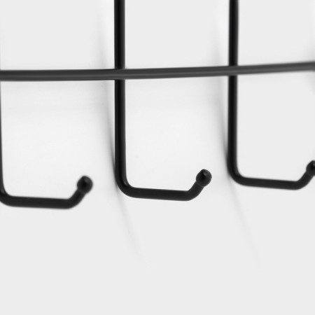 Bathroom shelf, 2-tier, 4 hooks, 47 × 25 × 14 cm, color black-5