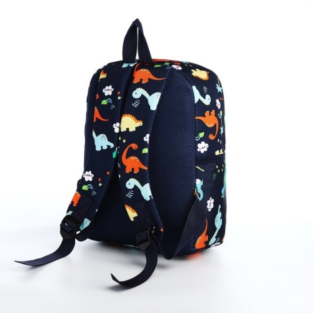 A backpack with a zipper, external pocket, blue color-3