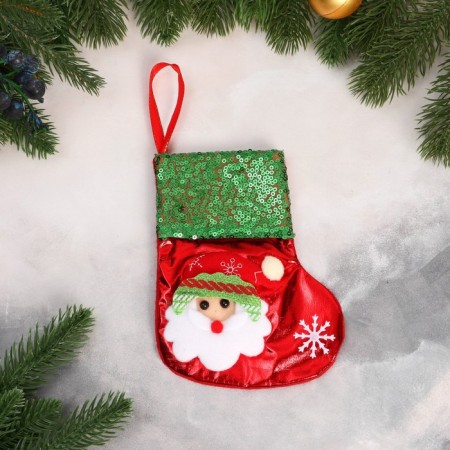 Nosok for gifts "Santa Claus Brill, Snowflake" 13x16 cm, red-green-1