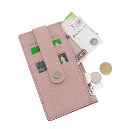 Cartholder, genuine leather, pink 15x9x1 cm
