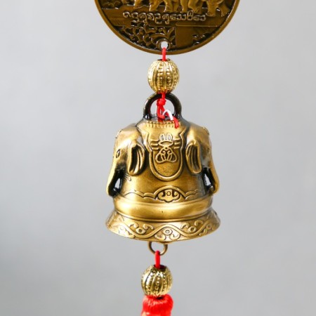 Bell Metal "Elephants on the coin, elephants on the bell" Red node of happiness 5x4x48 cm-4