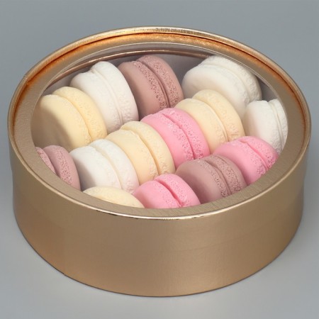 Makarun box, confectionery packaging tube with a window, “gold” 20 x 20 x 5 cm-3