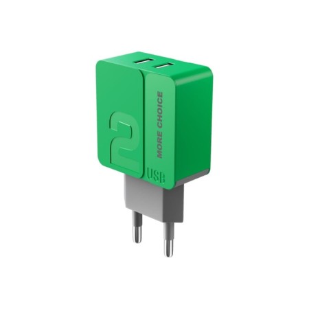 Network charger More Choice NC46, 2 USB, 2.4 A, Green-1