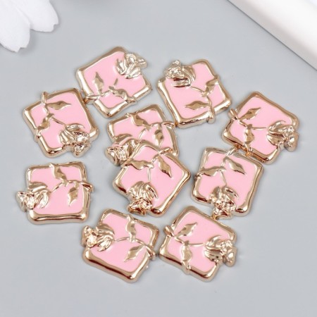 Decor for creativity Plastic "Rose flower" Pink, gold 0.3x1.9x2.3 cm-2