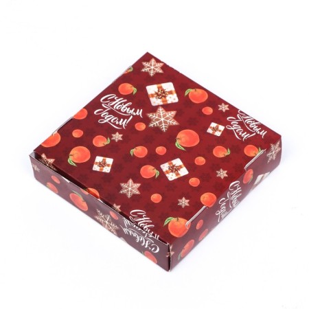 Gift box team with the window "Mandarins and gifts", 11.5 x 11.5 x 3 cm-7