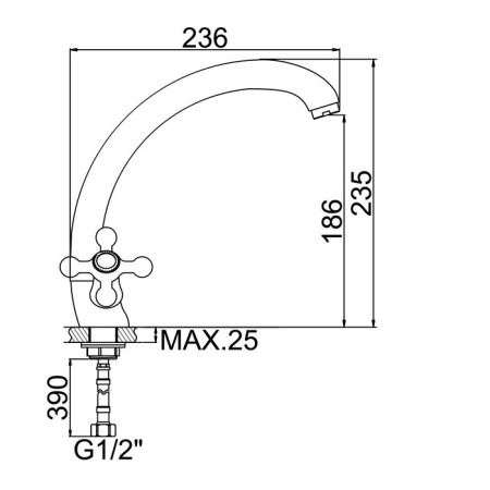 Accoona A4071A kitchen mixer, two -wound, with nut, brass, satin-4