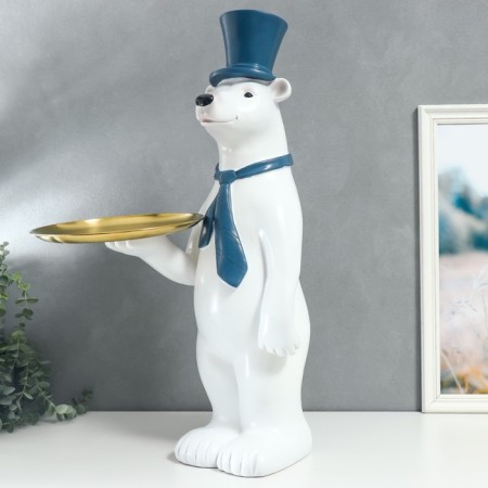 Souvenir Polystone stand "White bear in the cylinder and tie" D = 26 cm 70x37x40 cm-2