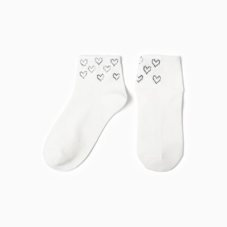 Women's socks kaftan "hearts" p. 36-39 (23-25 ​​cm), white