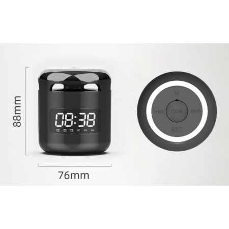 Clock - Electronic desk alarm clock: column, Bluetooth, TF card, 7.6 x 8.8 cm, USB-5