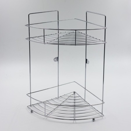 Wall corner shelf 2-tier Joy Home, chrome