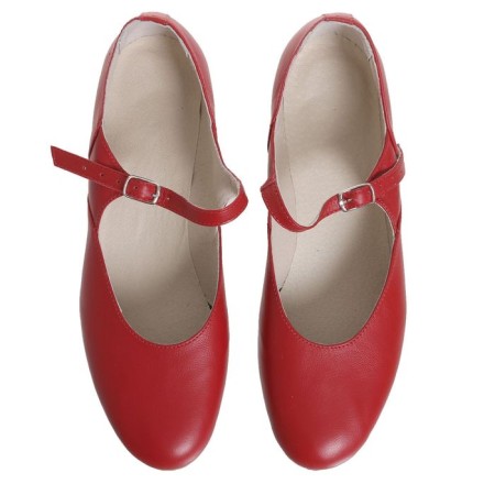 Folk women's shoes, insole length 23.5 cm, red color-2