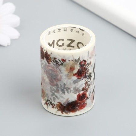 Adhesive tape Paper "Autumn flowers" width 5.4 cm winding 3 m 5.4x3.8x3.8 cm