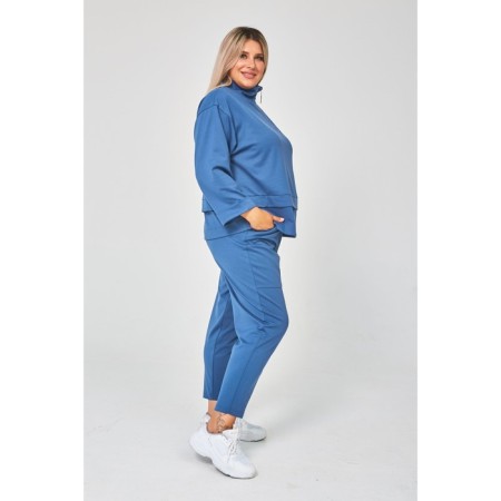 Female suit, size 64, gray-blue color-3