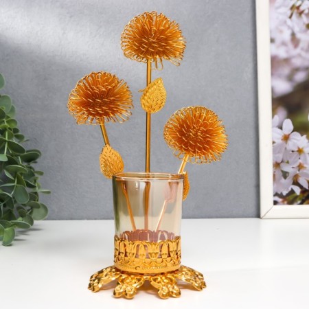Summary metal, glass per 1 candle "Golden Dandelion" D-5 cm 9.5x11x20 cm-1