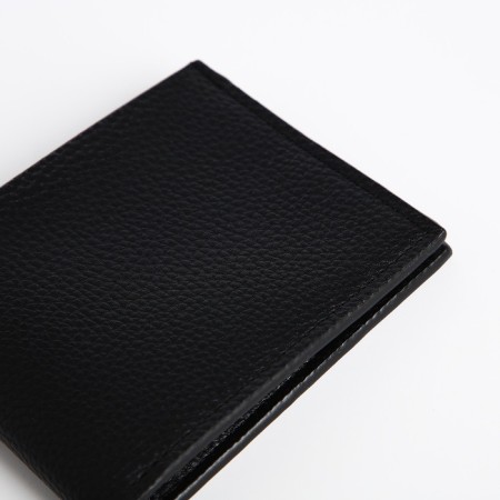 Male purse without fastening, department for maps, for bills, black color-2