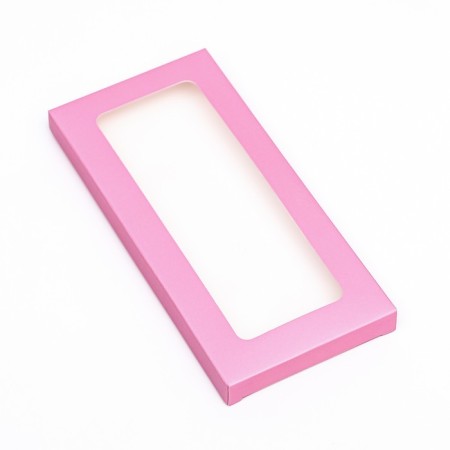 Gift box for chocolate tiles, with a window, pink, 17 x 8 x 1.4 cm-2