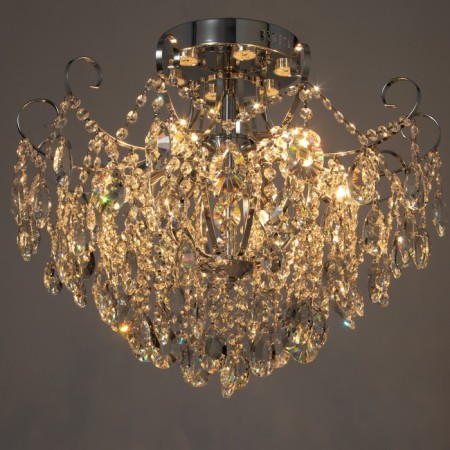 Chandelier 6x60W E27 +LED PDD Chrome 56x56x47cm SVK-3