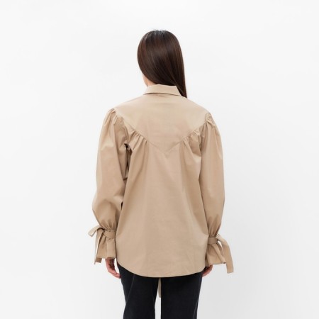 Women's shirt with ribbons MIST, size 42, beige-5