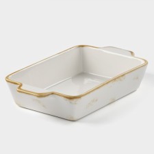 The baking form made of porcelain organic Gold, 700 ml, 23.5 × 13 × 4.5 cm, white color