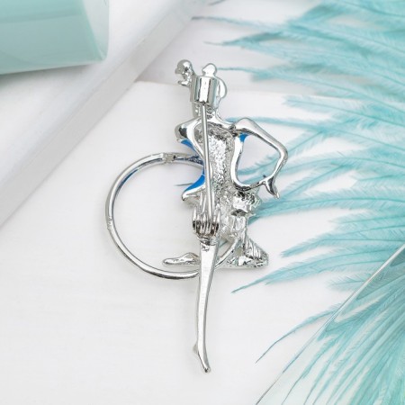 Brooch "Gymnast with a hoop", blue color in silver-1