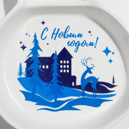 Ceramic Mengitsa “Happy New Year!”, 14 x 20 x 3 cm, white color-4