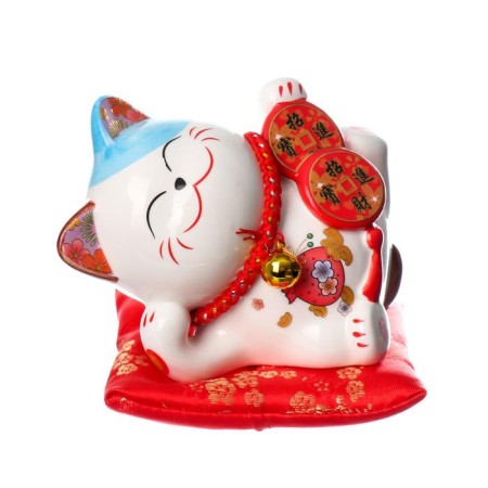 Pigger Ceramics "Cat Mani-Neko with coins on the rug" 10x12.5x7 cm-6