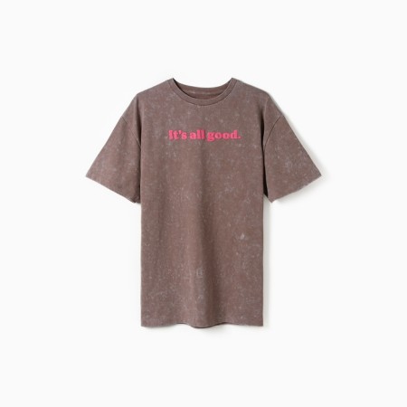 Female T-shirt, brown color, ONE SIZE (42-46)-1