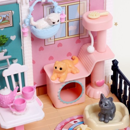 Toy "Cozy room", with a doll, cats, accessories-5