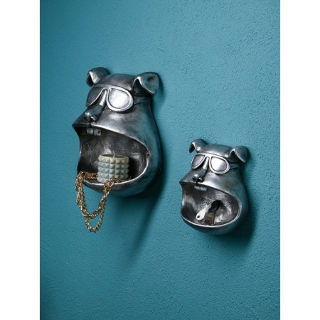 Set of wall figures "Dog", polystone, 25 cm, silver color-1