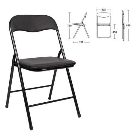 Folding Brabix "Golf CF-007", black frame, black leatherette
