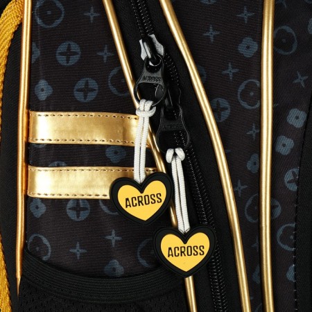 School backpack 40x33x15cm, ergonomic back, Across 410, black/gold-8