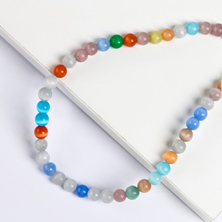 Beads made of natural stone "Cat Eye" set of 50 pcs., 1 pc. - 8 mm, mix-1