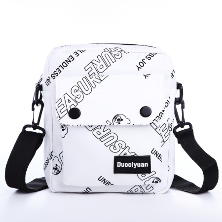 Youth bag with lightning, external pocket, white color