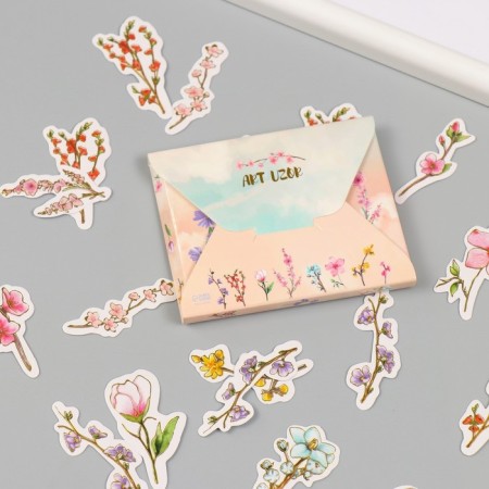 Stickers for creativity "Spring flowering" embossing gold set 48 pcs 9x7x0.8 cm-6
