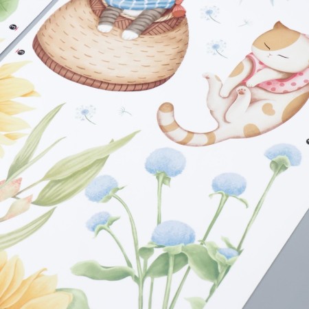 Stick plastic interior color "kittens in the flower garden" set 2 sheets 30x85 cm-2