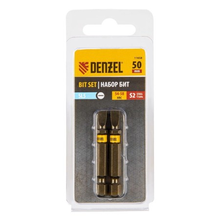 Denzel 11658 bit set, hexagonal profile, SL5.0 x 50 mm, steel S2, 2 pcs.-2