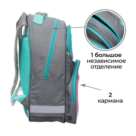 School backpack, 37 x 26 x 13 cm, ergonomic back, Calligrata AN "Girl"-3