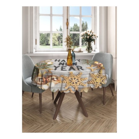 The tablecloth on the table of the Happy New Year, Round, Saten, D = 150 cm-2