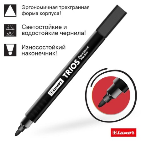 Permanent marker 3 mm, luxor trios, bullet, black-1