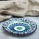 Plate of the Rishtan ceramics "Flowers", blue, embossed, 17cm