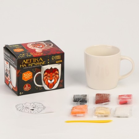 Set for decor mug polymer clay. Modeling on the circle "polygonal lion"-1