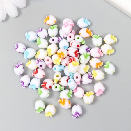 Busins ​​plastic "Apple with a leaf" Mix set 20 grams 0.6x1x0.9 cm