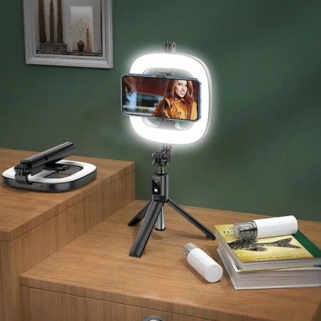 LED ring lamp Hoco LV03 Plus, 6 "(17 cm), 3 modes, battery 1200 mAh, black-4