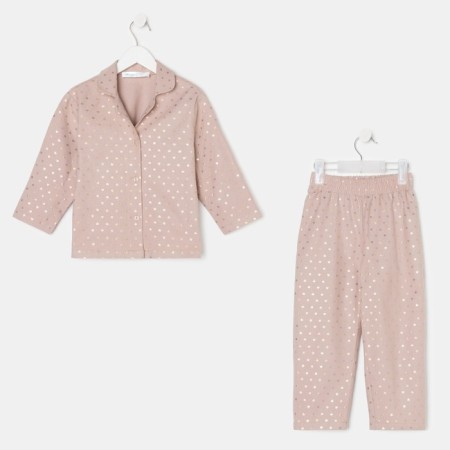 Пижама детская из фланели (рубашка, брюки) KAFTAN "Сердечки", рост 98-104, бежевый-8