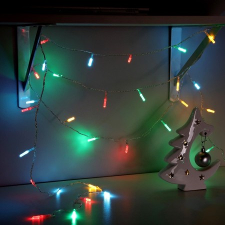 Garland “thread” 5 m with nozzles “crystal”, ip20, transparent thread, 50 LED, glow of multi, 8 modes, 220 V-2