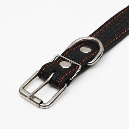 Leather collar with embossing on synthetic winterizer, 65 x 3 cm, Osh 40-55 cm, black-3