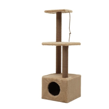 House for cats with a claw, with two shelves, jute, 37 x 37 x 111 cm, beige-6